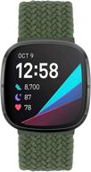 ремешок solo loop с регулировкой на липучке, совместимый с fitbit versa 3/fitbit sense, спортивные ремешки из плетеного нейлона, эластичные запасные ремешки для часов для женщин и мужчин (#4) логотип