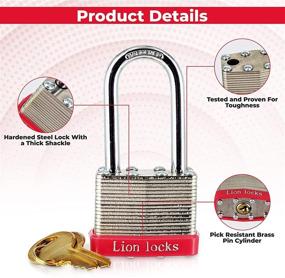 img 3 attached to Lion Locks 12-Pack Keyed-Alike Padlocks with Long Shackle and Pick Resistant Brass Pin Cylinder - Ultimate Security for Hasp Latch, Shed, Fence, Gate, Chain, Cable, Locker, and Gym Door (24 Keys Included)