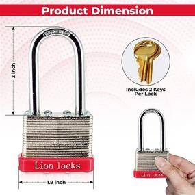 img 2 attached to Lion Locks 12-Pack Keyed-Alike Padlocks with Long Shackle and Pick Resistant Brass Pin Cylinder - Ultimate Security for Hasp Latch, Shed, Fence, Gate, Chain, Cable, Locker, and Gym Door (24 Keys Included)