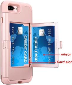 img 3 attached to iPhone 7 Plus Mirror Case with Hidden Back Wallet & Card 📱 Holder – Shock-Absorbent Cover for Women, Girls – Apple iPhone 7 Plus Protection