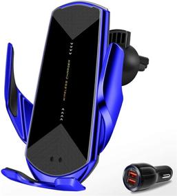 img 4 attached to 🔋 15W Fast Charging Wireless Car Charger with Touch Sensing & Auto-Clamping - Air Vent Clip Mount for iPhone SE/11/11 Pro/X/XR/8, Samsung Galaxy S20 S10 Note10/9 - Blue (Q1)