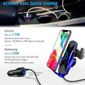 img 2 attached to 🔋 15W Fast Charging Wireless Car Charger with Touch Sensing & Auto-Clamping - Air Vent Clip Mount for iPhone SE/11/11 Pro/X/XR/8, Samsung Galaxy S20 S10 Note10/9 - Blue (Q1)