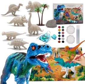 img 4 attached to Lekebaby Dinosaur Painting Crafts Kit Paint