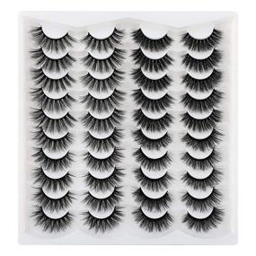 img 4 attached to 💁 Yawamica False Eyelashes Pack - 3D Fluffy Faux Mink 18MM - 20 Pairs of Dramatic Thick Long Fake Eyelashes - Handmade Eye Lashes