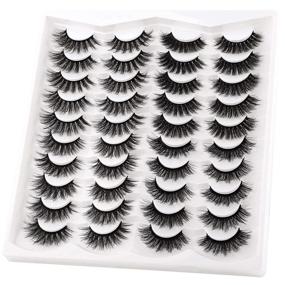 img 3 attached to 💁 Yawamica False Eyelashes Pack - 3D Fluffy Faux Mink 18MM - 20 Pairs of Dramatic Thick Long Fake Eyelashes - Handmade Eye Lashes