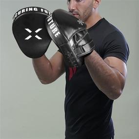 img 3 attached to 🥊 FightX Leather Curved Punching Mitts for Boxing – Men & Women MMA Training Equipment, Muay Thai Sparring Mitts, MMA Hitting Pads – Available in Multiple Colors