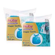 💩 пакеты для пеленок nuby одноразовые с ароматом свежего детского присыпки, 2 упаковки (по 50 штук в каждой упаковке), всего 100 пакетов логотип