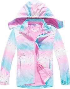 img 4 attached to 🧥 M2C Girls Hooded Windproof Jacket with Floral Fleece Lining, Ideal for Outdoor Activities