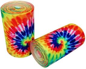 img 2 attached to 🌈 Vibrant 3" Tie Dye Swirl Pattern Ribbon - White Grosgrain - 5 Yards