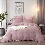 🛏️ hyprest blush pink ruffled duvet cover twin - soft lightweight comfortable bedding set for girls, cute mocha duvet cover twin size, oeko-tex certificated (no comforter) logo