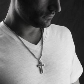 img 2 attached to 🔱 Exquisite GESTALT Tungsten Cross Necklace featuring a 4mm Surgical Stainless Steel Box Chain.