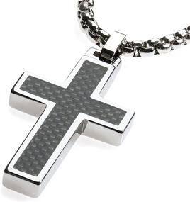 img 4 attached to 🔱 Exquisite GESTALT Tungsten Cross Necklace featuring a 4mm Surgical Stainless Steel Box Chain.