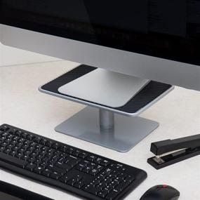 img 3 attached to 🖥️ Adjustable Metal Laptop Stand and Monitor Riser - MONRISE-BLK, Silver with Black Top