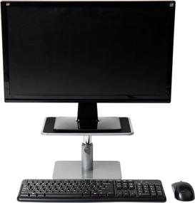 img 4 attached to 🖥️ Adjustable Metal Laptop Stand and Monitor Riser - MONRISE-BLK, Silver with Black Top