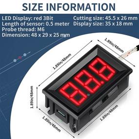 img 2 attached to 2-Pack: Digital Temperature Meter (-30-800°C) with 0.5m K-Type Thermocouple Sensor, Reverse Polarity Protection, Red LED Display, Black Case