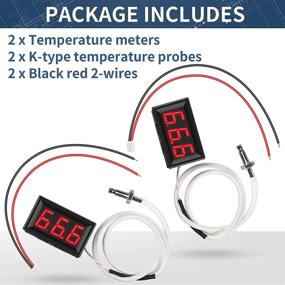 img 1 attached to 2-Pack: Digital Temperature Meter (-30-800°C) with 0.5m K-Type Thermocouple Sensor, Reverse Polarity Protection, Red LED Display, Black Case