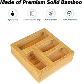 img 3 attached to 🗂️ Organize Your Ziplock Bags with our Bamboo Storage Organizer for Drawer or Wall Mount – Compatible with Ziploc, Solimo, Glad, Hefty Bags: Gallon, Quart, Sandwich, and Snack Sizes!