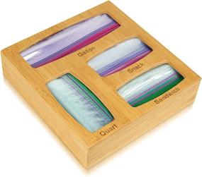 img 4 attached to 🗂️ Organize Your Ziplock Bags with our Bamboo Storage Organizer for Drawer or Wall Mount – Compatible with Ziploc, Solimo, Glad, Hefty Bags: Gallon, Quart, Sandwich, and Snack Sizes!