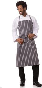 img 1 attached to 👨 Functional and Stylish: Chef Works Men's A100-BCS English Chef Apron in Black Chalk Stripe