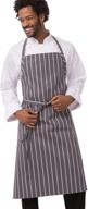 👨 functional and stylish: chef works men's a100-bcs english chef apron in black chalk stripe logo