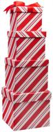 🎁 набор из 4-х разных размеров ящиков для хранения с крышками в рождественском дизайне "палочка из конфеты", идеально подходит для праздничной упаковки и дарения подарков. логотип