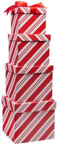 img 2 attached to 🎁 Набор из 4-х разных размеров ящиков для хранения с крышками в рождественском дизайне "Палочка из конфеты", идеально подходит для праздничной упаковки и дарения подарков.