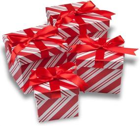 img 1 attached to 🎁 Набор из 4-х разных размеров ящиков для хранения с крышками в рождественском дизайне "Палочка из конфеты", идеально подходит для праздничной упаковки и дарения подарков.
