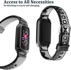 img 1 attached to Фитнес-браслет Fitbit Luxe с бандажным чехлом - прозрачный мягкий силиконовый спортивный ремешок для мужчин, женщин и девочек (черный)