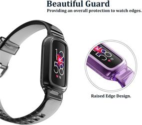 img 2 attached to Фитнес-браслет Fitbit Luxe с бандажным чехлом - прозрачный мягкий силиконовый спортивный ремешок для мужчин, женщин и девочек (черный)