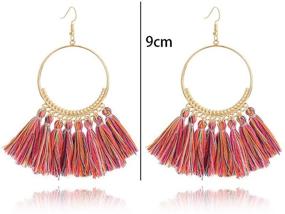 img 3 attached to Intricate and Vibrant: LANTAI Colorful Bohemian Hoop Tassel Earrings for Women