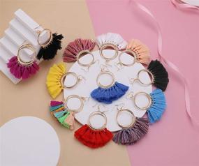 img 2 attached to Intricate and Vibrant: LANTAI Colorful Bohemian Hoop Tassel Earrings for Women