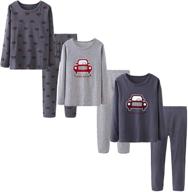 👕 abalacoco big girls boys 3 sets (6pcs) cotton long sleeve undershirts & pants suit | autumn winter thermal underwear | sizes 4-10t logo