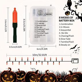 img 1 attached to 🎃 BLOOMWIN 100 LED Halloween Orange String Lights: Waterproof Fairy Lights for Indoor Outdoor Fall Decoration - 8 Modes, Battery Operated 32.8ft - Ideal for Halloween, Thanksgiving, Christmas, Home Garden, Patio, and Party