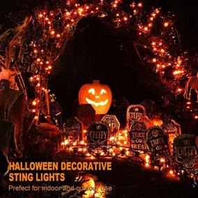 img 2 attached to 🎃 BLOOMWIN 100 LED Halloween Orange String Lights: Waterproof Fairy Lights for Indoor Outdoor Fall Decoration - 8 Modes, Battery Operated 32.8ft - Ideal for Halloween, Thanksgiving, Christmas, Home Garden, Patio, and Party