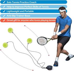 img 2 attached to 🎾 GS CHIER Tennis Trainer Rebound Ball: Portable Solo Hitting Workout Tool with Four Tennis Balls