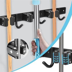 img 3 attached to 🧹 Stainless Steel Wall Mounted Mop and Broom Holder: Organize and Store up to 10 Tools, Ideal for Kitchen, Garage, Laundry, and Storage Rooms - 2 Pack