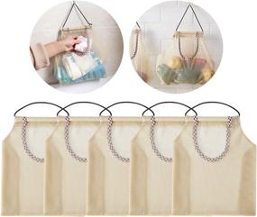 img 4 attached to 🥔 Organize Your Kitchen with LERTREE 5PCS Breathable Hanging Mesh Bags for Potatoes, Onions, Garlics, Vegetables, and Fruit Storage