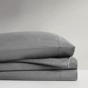 img 2 attached to 🛏️ Intelligent Design Microfiber Bed Sheet Set: Wrinkle-Resistant, Soft & Modern Bedding with Matching Pillow Case - King, Charcoal, 4 Piece