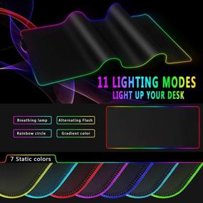 img 2 attached to 🖱️ Улучшите свой игровой опыт с нашей RGB игровой коврик для мыши - XL 31.5x12 дюймов, 11 режимов подсветки, противоскользящая резиновая основа, водонепроницаемый - для стола и клавиатуры