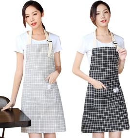 img 4 attached to 👨 Versatile Cotton Adjustable Apron with Pockets for Women, Kids, and Men - The Perfect Cute Chef Cooking Apron