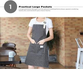 img 1 attached to 👨 Versatile Cotton Adjustable Apron with Pockets for Women, Kids, and Men - The Perfect Cute Chef Cooking Apron