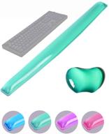 abronda silicone gel keyboard wrist rest set plus - comfortable wrist support pad for office, computer, laptop, mac - durable, pain relief, green set logo