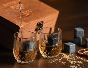 img 1 attached to 🥃 Premium Whiskey Stones Gift Set with Chilling Whisky Rocks and Scotch Glass in Wooden Box - Ideal Bourbon Shot Glasses and Best Drinking Gift for Father's Birthday - Enhance Your Bar with Cooling Bar Set