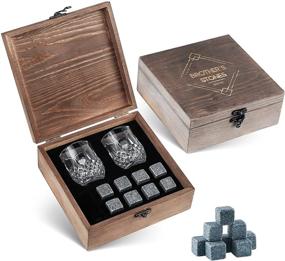 img 3 attached to 🥃 Premium Whiskey Stones Gift Set with Chilling Whisky Rocks and Scotch Glass in Wooden Box - Ideal Bourbon Shot Glasses and Best Drinking Gift for Father's Birthday - Enhance Your Bar with Cooling Bar Set