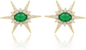 img 4 attached to Emerald-Colored Glass Earrings with 16K Gold-Plated 925 Silver Posts by Concept8