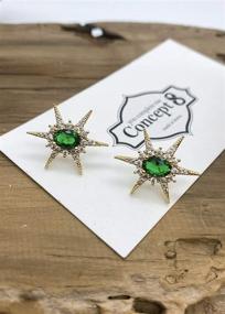 img 3 attached to Emerald-Colored Glass Earrings with 16K Gold-Plated 925 Silver Posts by Concept8