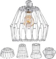 veoley metal pendant light shade: retro bulb guard for ceiling fan & lamp - multiple shapes, 1pack/silver логотип