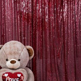 img 2 attached to 🎉 Burgundy Sequin Backdrop Curtain: Glittery 2FTx8FT Panels for Stunning Photography, Birthday, Wedding, Prom & Party Decoration