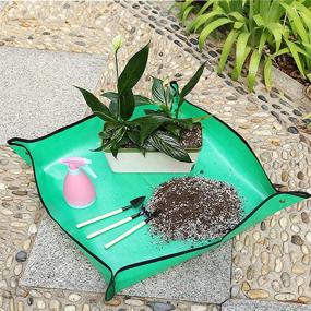 img 1 attached to 🌱 Set of 2, 39.4-inch x 39.4-inch Waterproof Plant Repotting Mats - Indoor Succulent Potting Mat for Transplanting, Portable Garden Soil Changing and Watering Mat - Square, Foldable Gardening Mat