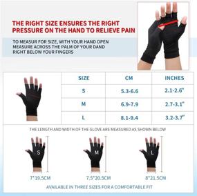 img 2 attached to 🧤 Copper Compression Arthritis Gloves - Top Copper Infused Glove for Women & Men, Fingerless with Pain Relief for Arthritis, Carpal Tunnel - 1 Pair, Black (Medium)